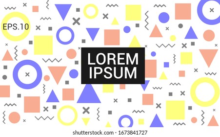 Memphis design elements halftone and geometric shapes patterns trend, design and vintage geometric print illustration element.