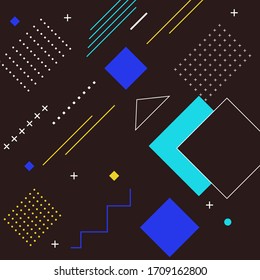 Memphis design elements halftone and geometric shapes pattern trend, design and vintage geometric print illustration element.