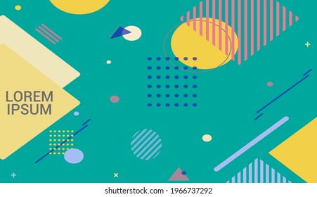 Memphis design elements halftone and geometric shapes patterns trend, design and vintage geometric print illustration element