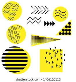 Memphis design elements. Retro funky graphic, 90s trends designs and vintage geometric print illustration element vector. 