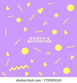 Memphis design elements. Retro graphics and vintage geometric printed illustration elements. Memphis vector with a combination of purple and yellow