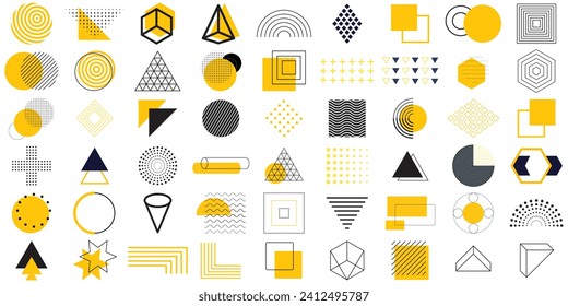 Memphis design elements.Abstract geometric shapes.Retro funky graphic,90s trends designs and vintage print element vector collection.Memphis design, bauhaus retro elements.
