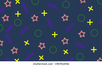 memphis design pattern background simple circle colorful star capsule box
