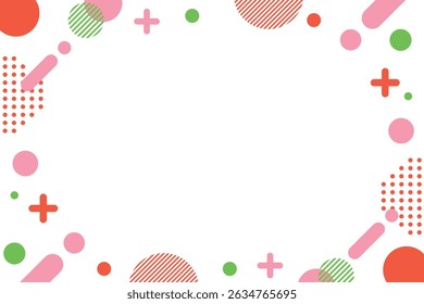 Memphis design pop frame in pink and red