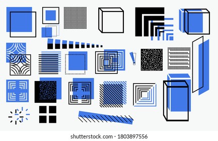 Memphis design, retro elements for web, vintage, advertisement, commercial banner, poster, leaflet, billboard, sale. Collection trendy halftone vector geometric shapes