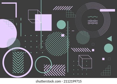 Memphis design, retro elements for web, vintage, advertisement, commercial banner, poster, leaflet, billboard, sale. Collection trendy halftone vector geometric shapes.