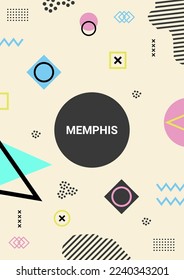 Memphis design, retro elements for web, vintage, advertising, commercial banner, poster, flyer, billboard, sale. Trendy vector geometric shapes. 