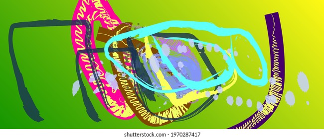 Memphis design scenic background with paints and bright splashes of paint elements halftone and painting art contemporary. Vector stock eps10
