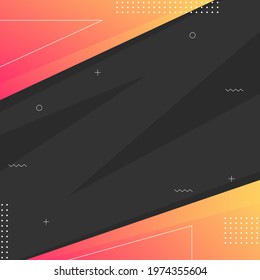 memphis design square template banner with place for text. square banner with black background. orange gradient illustration for social media post, web internet ads, bloggers, online stores