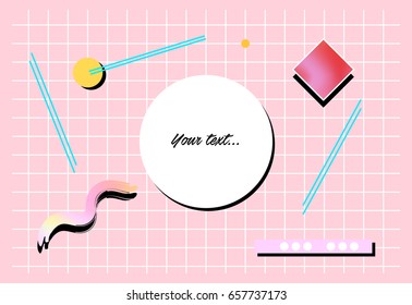 Memphis design style background. Geometric graphics, retro vibes.