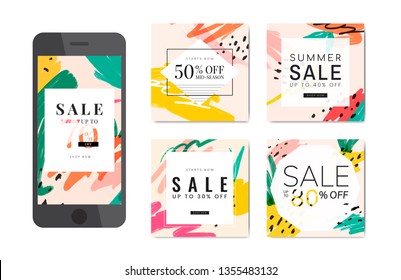 Memphis design with summer sale collection vector