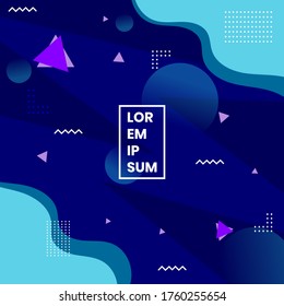 Memphis designs include style in blue and purple Abstract shapes composition. Vector