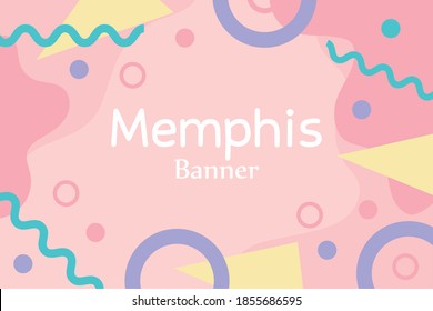 memphis figures pop textile 80s 90s style abstract banner vector illustration