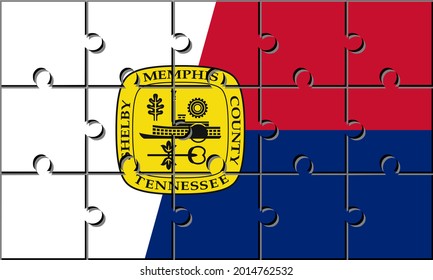 memphis flag made with jigsaw puzzle pieces. vector illustration
