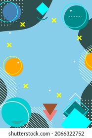 Memphis flat design abstract geometry flyer background with Potrait View