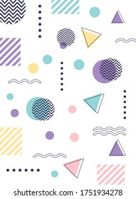 memphis forms fashion 80s 90s style abstract white seamless pattern vector illustration