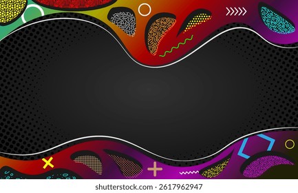 Memphis frame borders. modern abstract geometric posters with hipster shapes. memphis background with psychedelic gradient colors and playful patterns and retro futuristic 