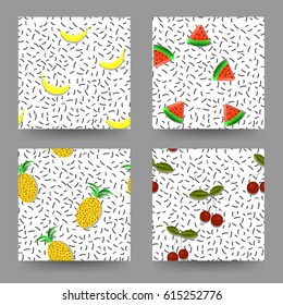 Memphis fruits cover. Set - Vector stock.