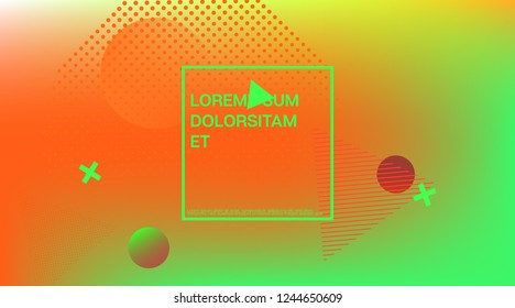 Memphis Funky Music Poster Vector Template. Vivid Color Overlay, Space Cosmic Gradient Background. Geometric Memphis Design Elements, Music Poster. Abstract Shapes Minimalist Corporate Design