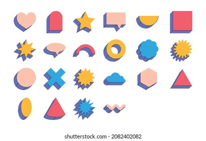 Memphis geometric abstract form set. Trendy, hipster collection with geometric colour figures. Vector illustration