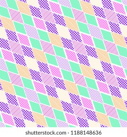 Memphis geometric abstract pattern. Seamless trendy popular triangle colorful 60s,70s,80s,90s style. Vector illustration for fashion textile print and wallpaper background.