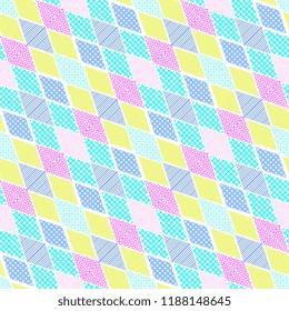 Memphis geometric abstract pattern. Seamless trendy popular triangle colorful 60s,70s,80s,90s style. Vector illustration for fashion textile print and wallpaper background.