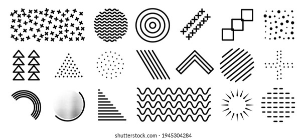 Memphis geometric abstract shapes background vector . Retro trendy halftone vector elements design for advertisement, Wallpaper, commercial and sale banner, poster. Vector illustration.