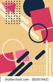 Memphis geometric background with abstract shapes. Graphic pattern, texture for poster, card, social media covers. Funky abstract memphis pattern. 