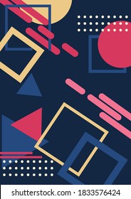 Memphis geometric background with abstract shapes. Graphic pattern, texture for poster, card, social media covers. Funky abstract memphis pattern. 