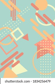 Memphis geometric background with abstract shapes. Graphic pattern, texture for poster, card, social media covers. Funky abstract memphis pattern. 