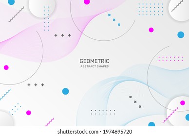 Memphis geometric background with abstract shapes. - Vector.
