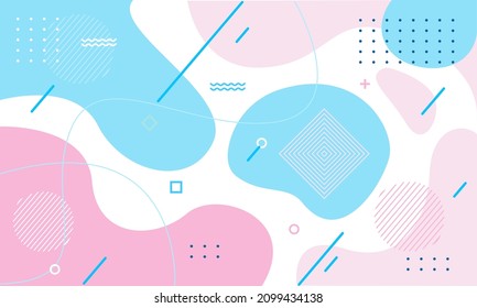 memphis Geometric background with geometric shapes and curves modern Vector