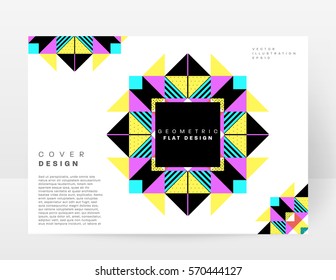 Memphis Geometric background Template for covers, flyers, banners, posters and placards, may be used for presentations and books, EPS10 vector illustration