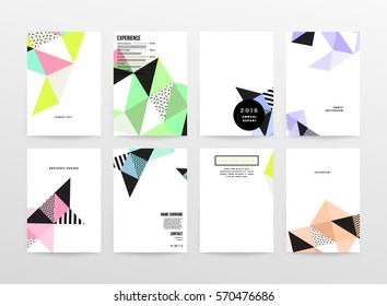 Memphis Geometric background Template for covers, flyers, banners, posters and placards, may be used for presentations and books, EPS10 vector illustration