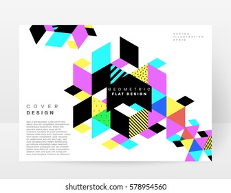Memphis Planilla de fondo geométrico para cubiertas, volantes, pancartas, carteles y carteles, se puede usar para presentaciones y libros, ilustración del vector EPS10