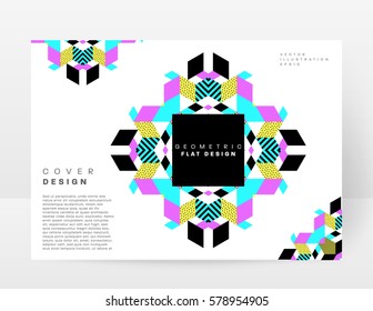 Memphis Geometric background Template for covers, flyers, banners, posters and placards, may be used for presentations and books, EPS10 vector illustration