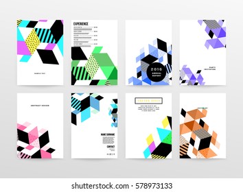 Memphis Geometric background Template for covers, flyers, banners, posters and placards, may be used for presentations and books, EPS10 vector illustration