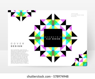 Memphis Geometric background Template for covers, flyers, banners, posters and placards, may be used for presentations and books, EPS10 vector illustration