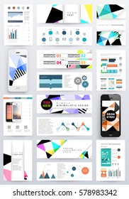 Memphis Geometric background Template for covers, flyers, banners, posters and placards, may be used for presentations and books, EPS10 vector illustration