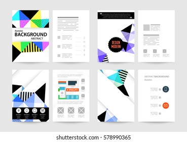Memphis Planilla de fondo geométrico para cubiertas, volantes, pancartas, carteles y carteles, se puede usar para presentaciones y libros, ilustración del vector EPS10