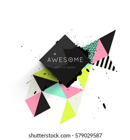 Memphis Geometric background Template for covers, flyers, banners, posters and placards, may be used for presentations and books, EPS10 vector illustration