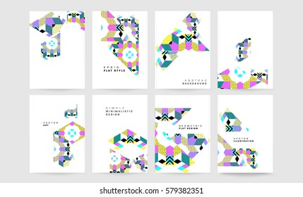 Memphis Geometric background Template for covers, flyers, banners, posters and placards, may be used for presentations and books, EPS10 vector illustration