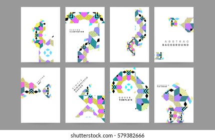 Memphis Geometric background Template for covers, flyers, banners, posters and placards, may be used for presentations and books, EPS10 vector illustration
