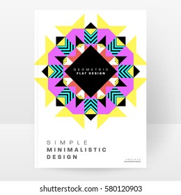 Memphis Geometric background Template for covers, flyers, banners, posters and placards, may be used for presentations and books, EPS10 vector illustration