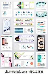 Memphis Geometric background Template for covers, flyers, banners, posters and placards, may be used for presentations and books, EPS10 vector illustration