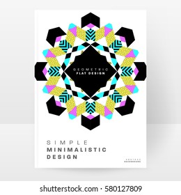 Memphis Geometric background Template for covers, flyers, banners, posters and placards, may be used for presentations and books, EPS10 vector illustration