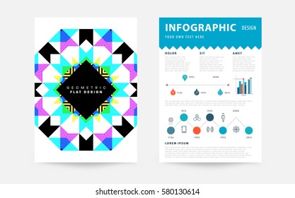 Memphis Geometric background Template for covers, flyers, banners, posters and placards, may be used for presentations and books, EPS10 vector illustration