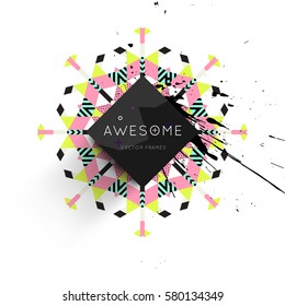 Memphis Geometric background Template for covers, flyers, banners, posters and placards, may be used for presentations and books, EPS10 vector illustration