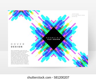 Memphis Geometric background Template for covers, flyers, banners, posters and placards, may be used for presentations and books, EPS10 vector illustration