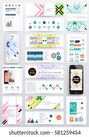 Memphis Geometric background Template for covers, flyers, banners, posters and placards, may be used for presentations and books, EPS10 vector illustration